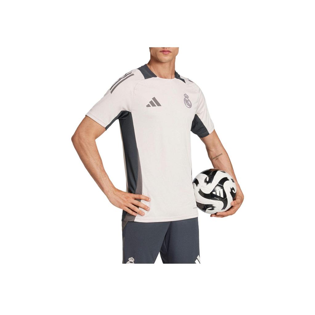 Adidas Real Madrid Tiro 24 Lightweight Breathable Logo Print Short Sleeve Football Shirt Men Tops White IT5134