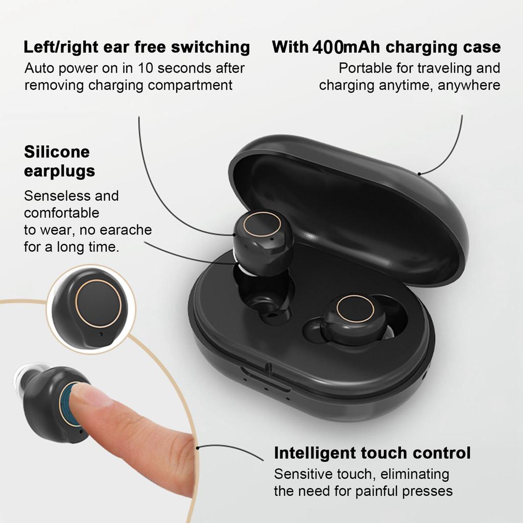 1 Pair Sound Aids Magnetic Charging Simple to Operate Intelligent Noise Reduction Hearing Sound Amplifier