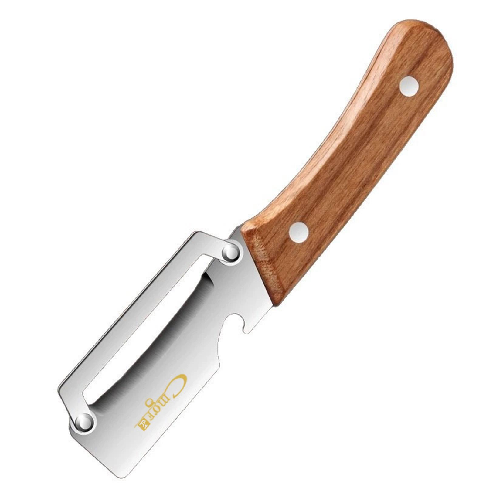 

Multifunction Kitchen Peeler with Stainless Steel Blade Wooden Handle Bottle Opener for Potato Fruit Carrot