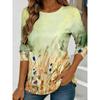 Women's Colorful Floral and Butterfly Print Long-sleeved Loose-fitting Round Neck Top, Casual Everyday Style