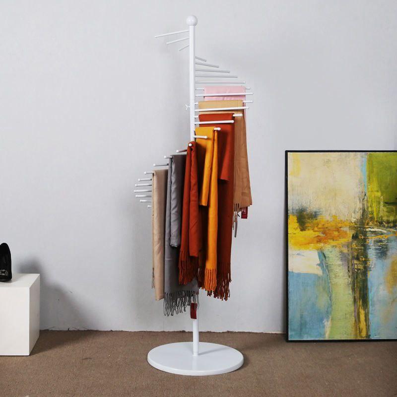 Multifunctional Clothing Store Floor Display Shelf Large Capacity Spiral Iron Scarf Rack Clothing Bag Display Stand