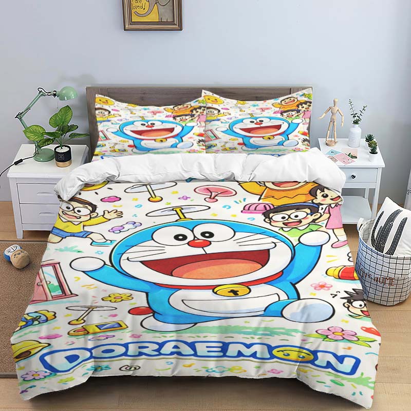 3D Kreslený Doraemon Digitálně Tištěné Povlečení, Povlak na Peřinu, Povlak na Polštář, Ložní Prádlo, Sváteční Dárek