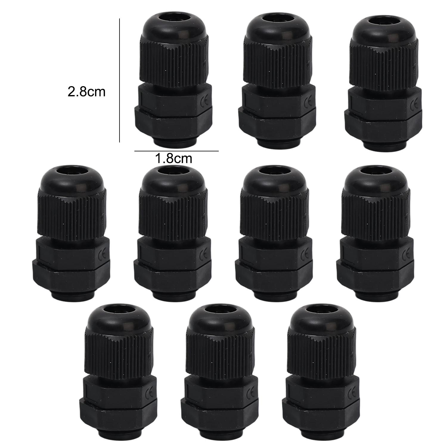

Hite Black Plastic Connector Waterproof Cable Gland Connectors WAdjustable Joint Nut Fastening Connector PG7 PG9 Series 10pcs