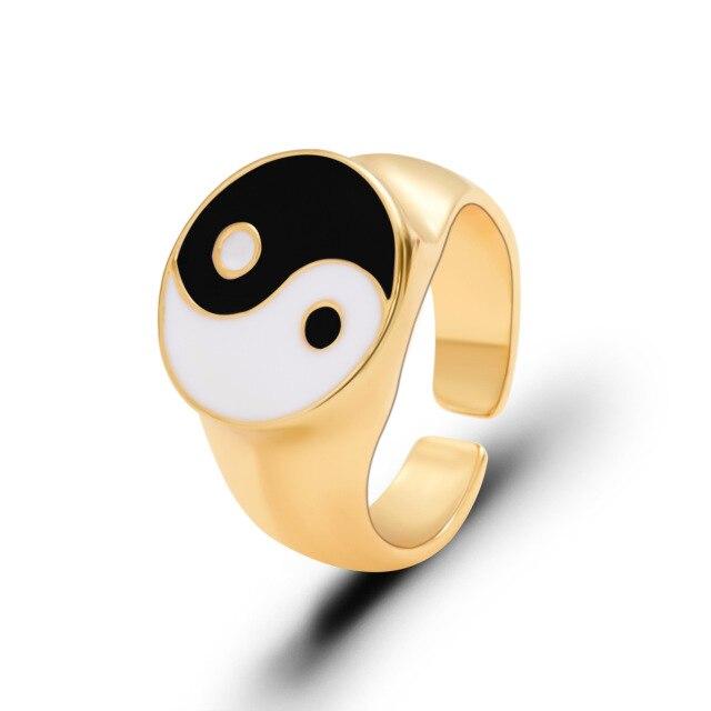 

Холодные цветочные кольца для женщин, девушек, пар, влюбленных, модные новые красочные цветочные кольца в форме сердца в стиле тайцзи, подарочные ювелирные изделия для путешествий