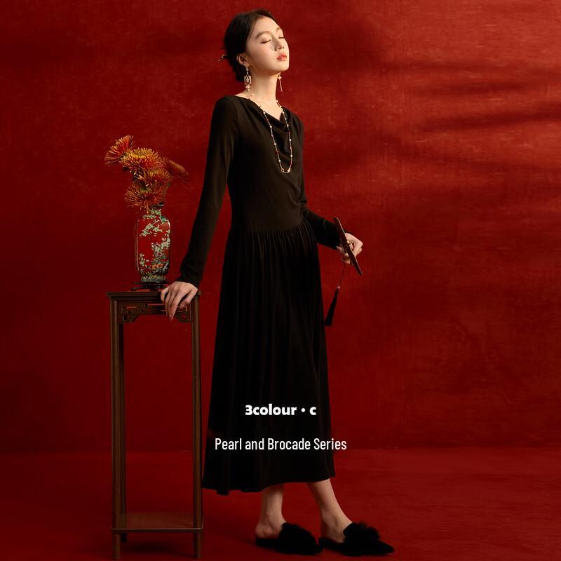 

Women s Drape Neck A-Line Long Dress L 165/88A