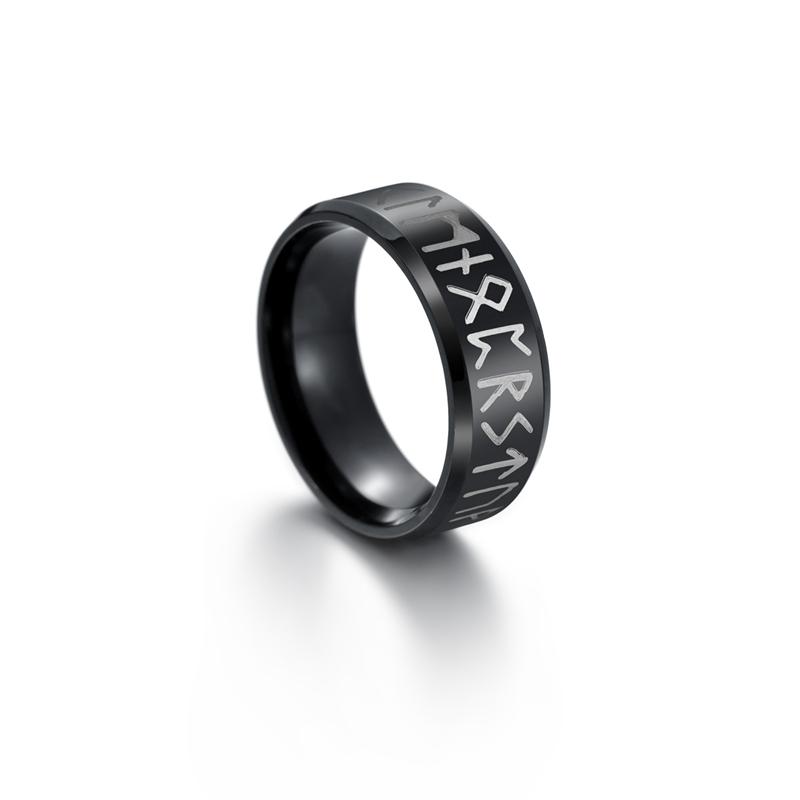HERRE Ring Rustfritt Stål Mote Stil HERRE Dobbel Bokstav Rune Ord Odin Norse Viking Amulet RETRO Ringer Smykker