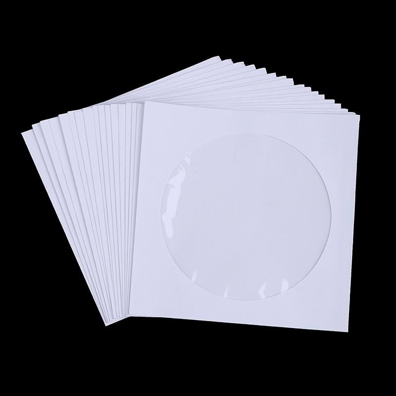 Envelopes Storage Clear Window Case Flap White Folded Paper Bag 10/50Pcs 12.5Cm Cd Dvd Disc Paper Sleeves