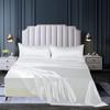 Summer Satin Silk-like Bed Sheet Set (Flat Sheet + Fitted Sheet + Pillowcase) Solid Color Mattress Cover Twin Full Queen Size