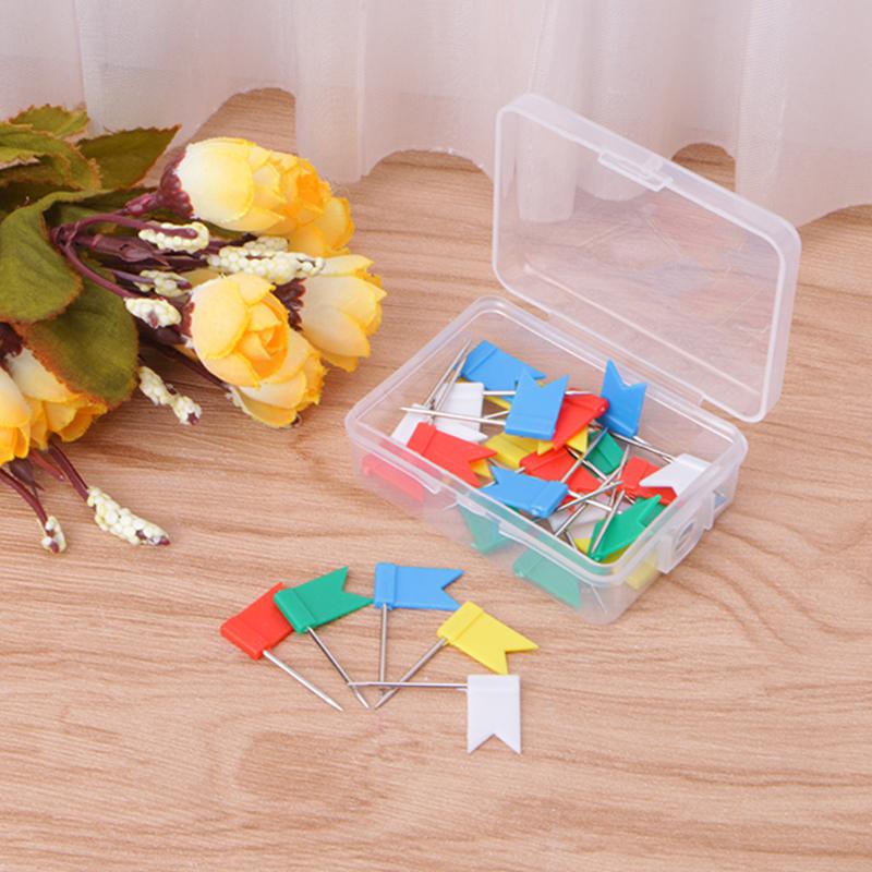 30PCS Flag Marker Shape Map Pins Cork Notice Board Push Pin Assorted Office Home