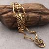 Punk Bracelet Man Gold Plated 316L Stainless Steel 8.3" Long Large Skull Body Mens Bracelets Bangles Skeleton Biker Jewelry Male