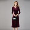 [Retro Elegant Velvet V-neck Dress] Exquisite, Romantic, and High End A-line Dress for Women, Autumn/Winter 25 Years Edition