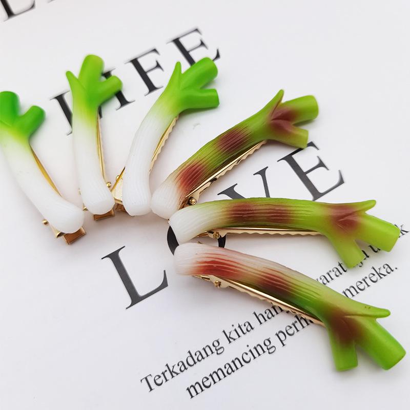 Funny Creative Green Onion Hairpin - Cute Simulation Food Play Headdress Clip