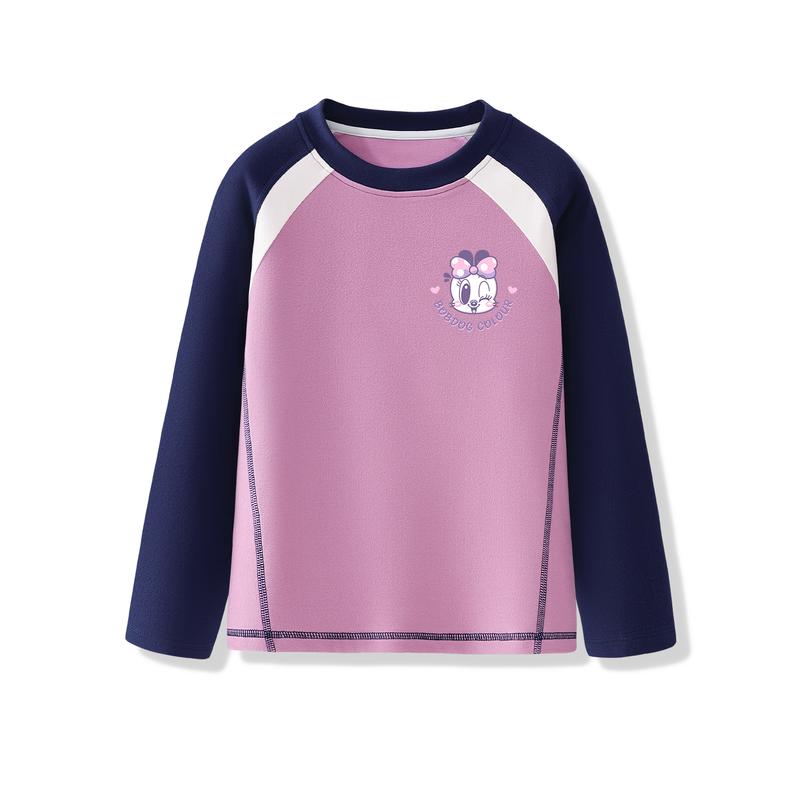 Bobdog Girls  Thickened Long Sleeve Antibacterial Base Layer T-Shirt 130