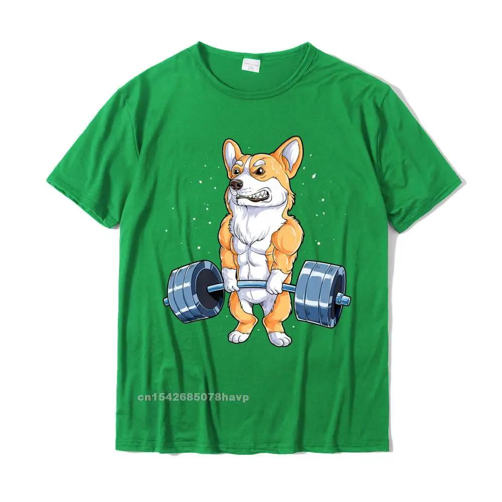 Corgi Levantamento de Peso Engraçado Levantamento Terra Homens Fitness Academia Treino Design de Camiseta Premium Camiseta Fofa Algodão Masculina Camiseta Hip Hop