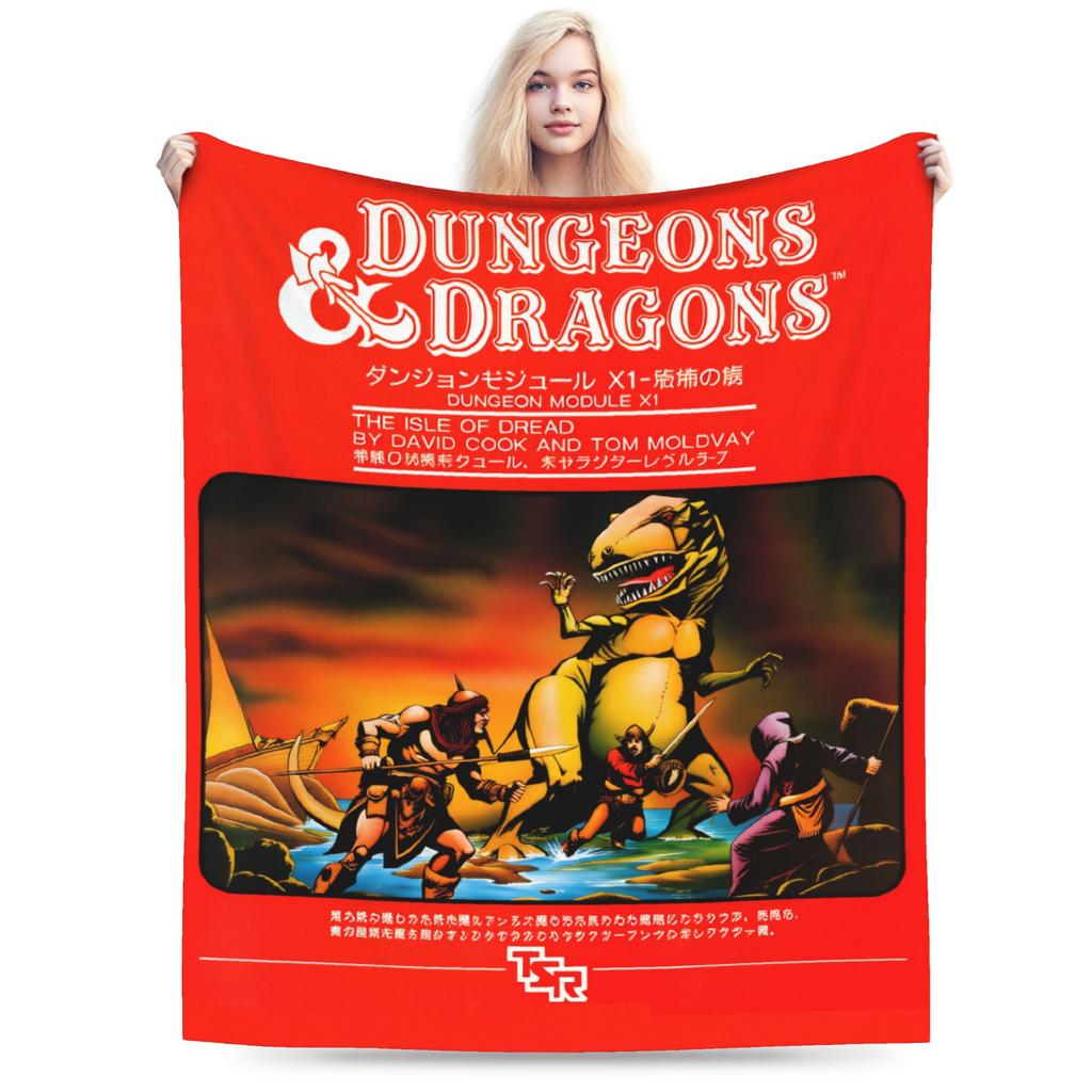DND D&D Dragon Retro Plush Blanket Child  Flannel Throw Blanket For Outdoor Super Soft Custom DIY Quality Bedspread Gift