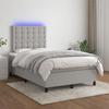 Exclusive House - Bed Slat Base and Mattress and LED Light Grey 120x200 Cm