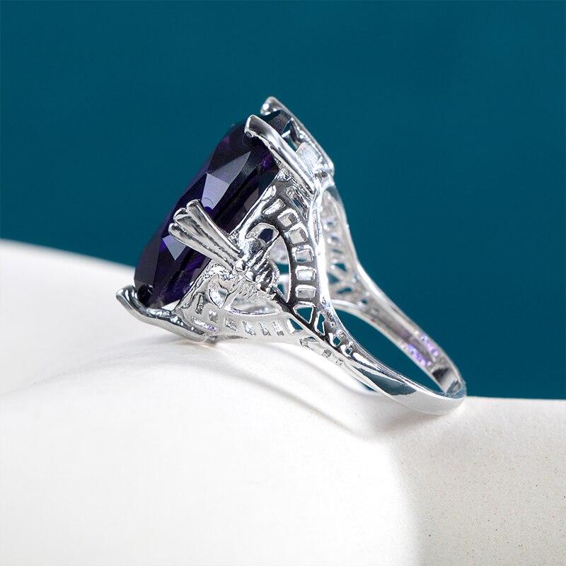 POMOiii Lila Amethyst Zirkon Ring für Wemon Hochwertige glänzende Zirkonia anmutige weibliche zarte Accessoires