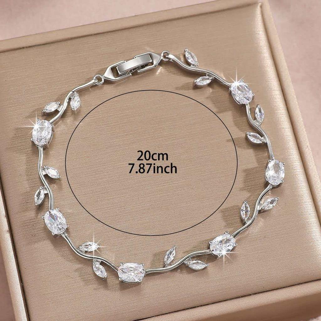 2026 Europeu e Americano Design Simples Forma de Folha Temperamento Nicho Versátil Banhado a Cobre Ouro 18k Cor da Pulseira