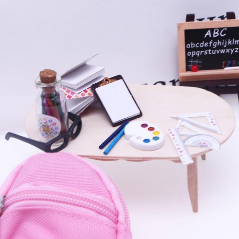 1:12 Toy Figure Model Realistic School Supplies Set Dollhouses Pretend Girls Gift Decorations Pretend Playset