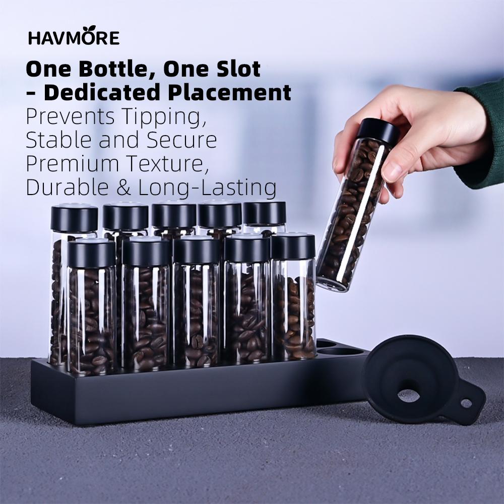 Havmore Wooden Holder 12 Testing Tubes Single Dose Coffee Bean Glass Container Wooden Stand Coffee Beans Storage Tubes 3