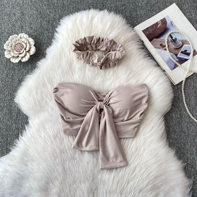 

Стиль Чистого Желания Сексуальный Кружевной Топ Халтер с Открытыми Плечами и Шнуровкой Женский Новый с Поролоновыми Чашками Приталенный Утягивающий Короткий Топ-Труба Топ CAMEL All yards