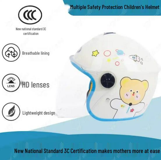 3C Certified Children's Helmet with Safety Features, Breathable Lining, HD Lens, and Lightweight Design