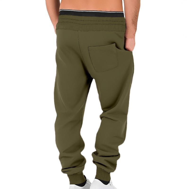 Men's pants spring and autumn solid color trendy sports casual sweatpants loose tied feet stacking pants