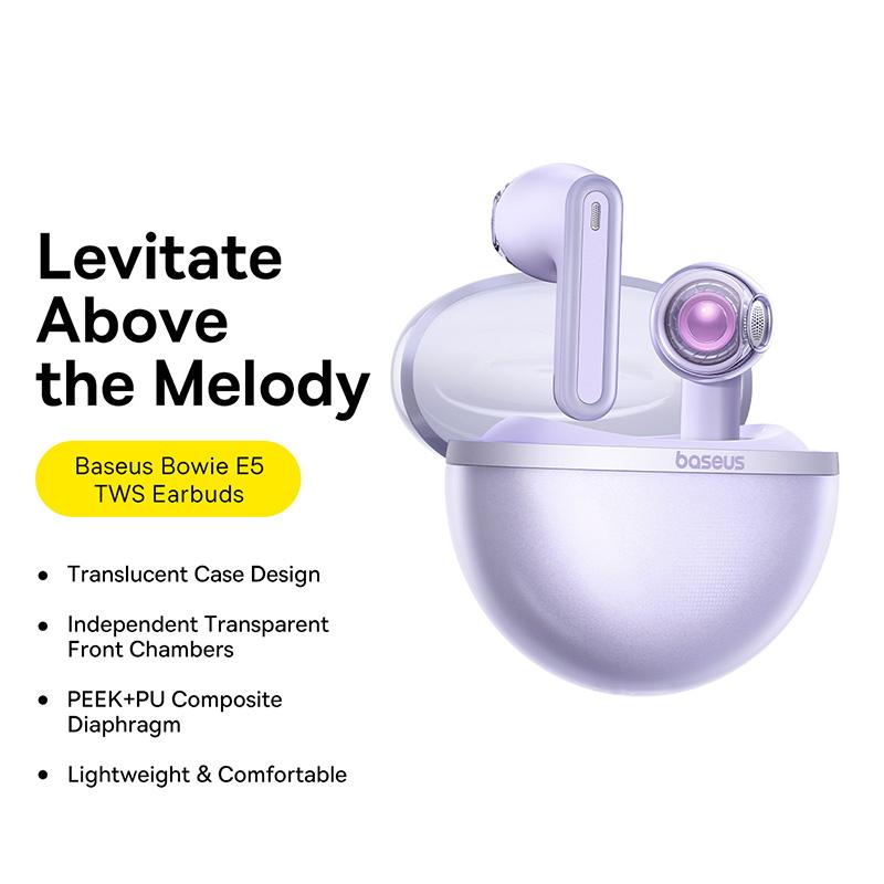 Baseus Bezdrátová sluchátka Bowie E5 TWS Sluchátka Bluetooth 5.3 25h Doba přehrávání 2 mikrofony Potlačení šumu Sluchátka pro HD volání Sluchátka HIFI