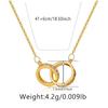 Interlocking Double Ring Gold Plated Zircon Light Luxury Simple Clavicle Necklace For Women