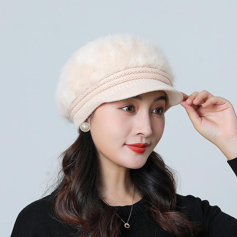 Autumn and Winter New Knitted Hat Middle-aged and Elderly Duck Tongue Hat Outdoor Warm Beret