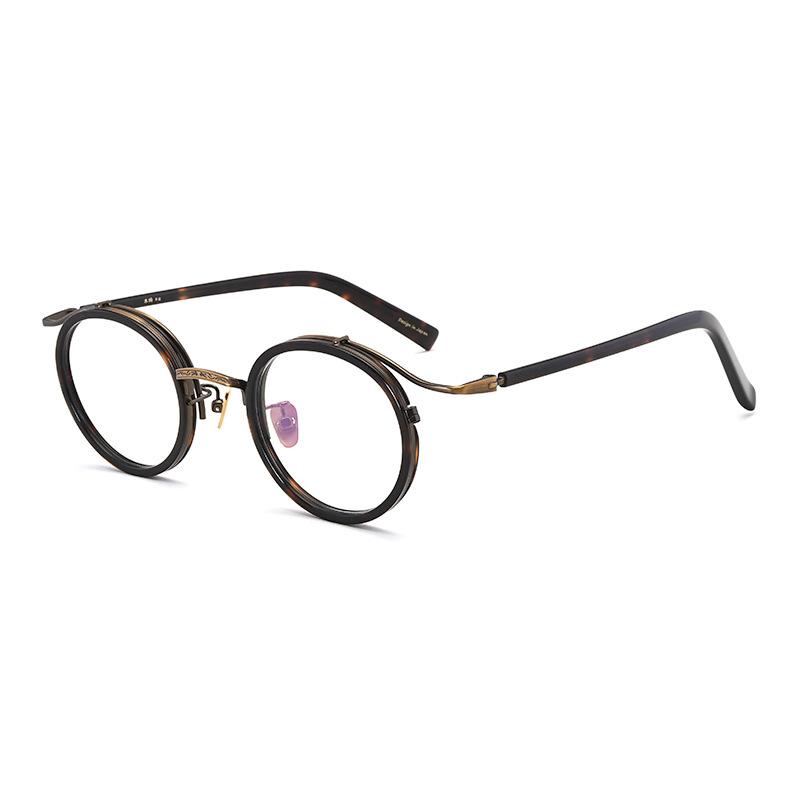 Handmade High Quality Vintage Acetate Glasses Frame Men Round Luxury Designer Eyeglasses Frame Women Retro Korean Brand Eyewear