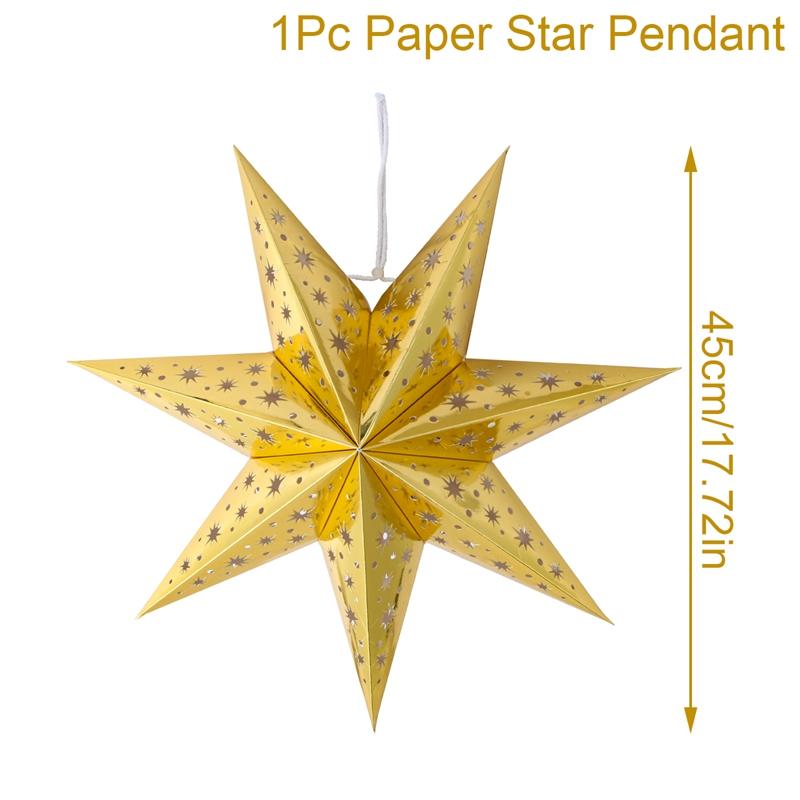 30-75cm Hollow Star Hanging Pendant Eid Mubarak Christmas Ramadan Decoration 2025 Islamic Muslim Party Decor Ramadan Kareem Gift