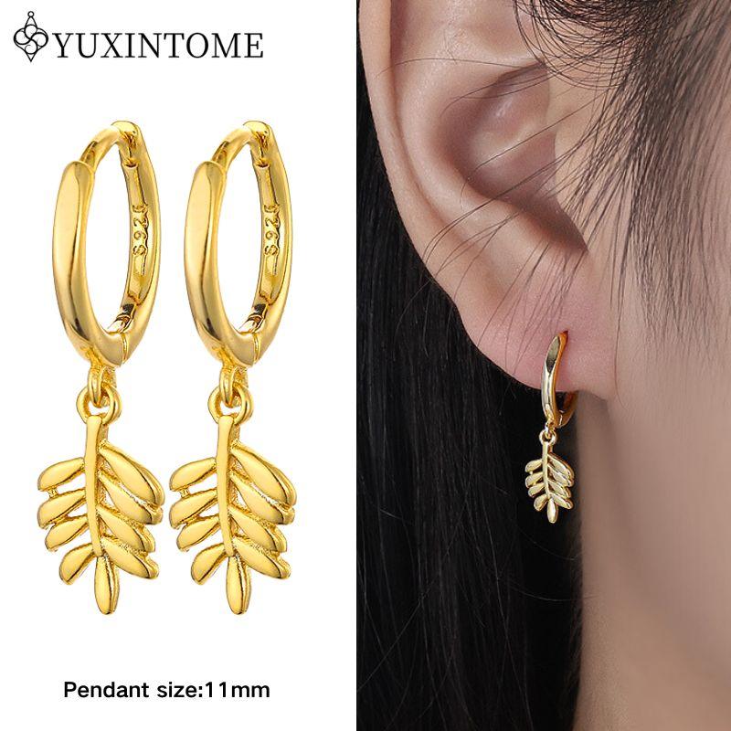 YUXINTOME 925 Silver Ear Needle Zircon Hoop gold Earrings For Women Square Plate Pendant Cutout Heart Earrings Fashion Jewelry