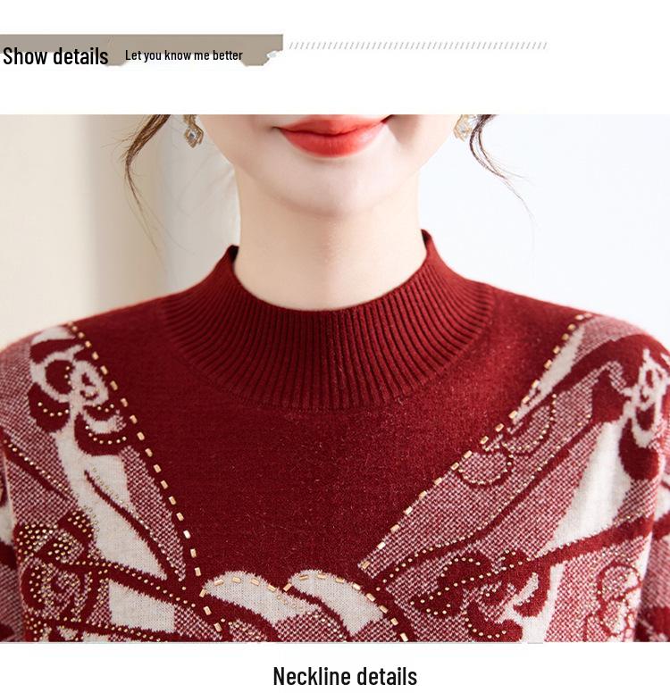 Stylish Winter Knitted Sweater for Middle-Aged Women