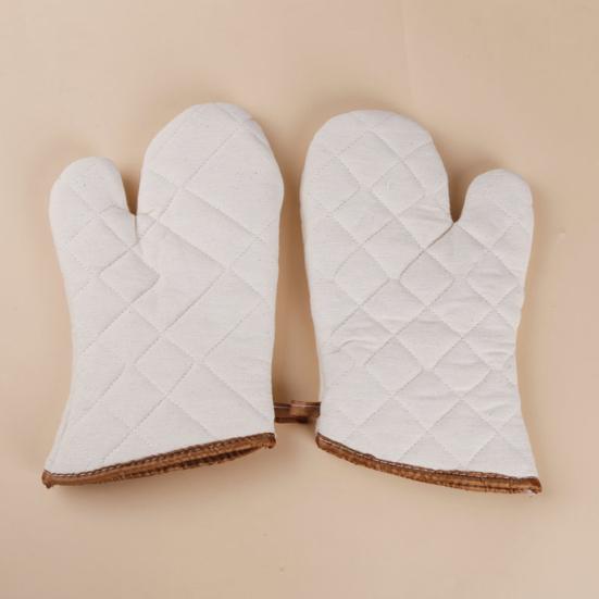 1 Pair Oven Mitts Insulated Protective White Non-slip Oven Baking Mittens Household Supplies