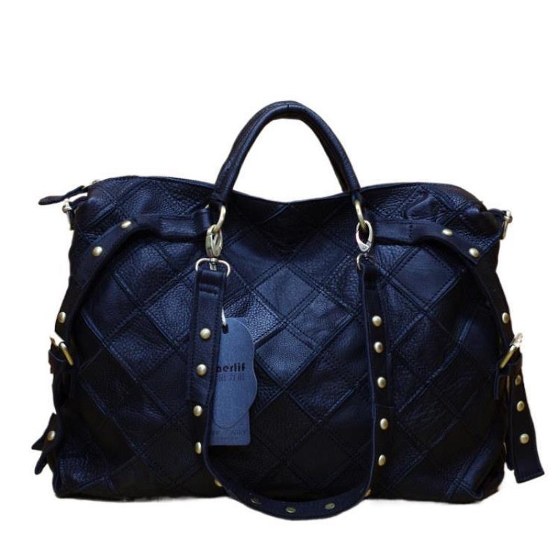 Cowhide Genuine Leather Women's Bag, Color-blocking Trendy Bag, Niche Design, Hand-held Shoulder Crossbody Bag