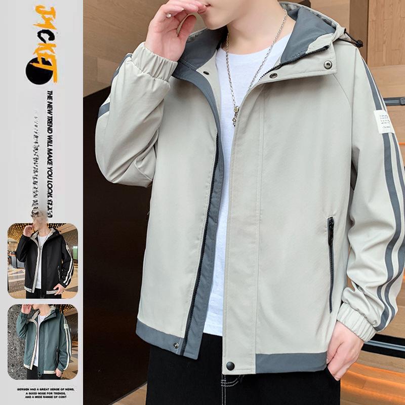 New Men's Jacket Spring and Autumn Korean Style Trendy Handsome Versatile Casual Men's Top Hooded Jacket