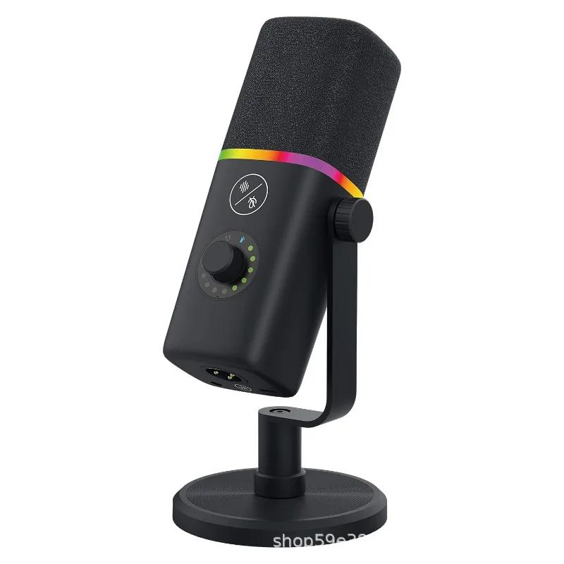 Professional Dynamic Microphone for Streaming Computer Recording Mic Noise Reduction with Pickup RGB Light High-Performance