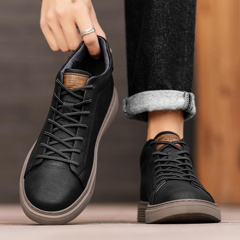 Fashion Classic Lace Up Walking Shoe Warm Plush Fur Winter Sneakers Genuine Leather Men's Basic Boots Autumn Winter Outdoor Casual Boots