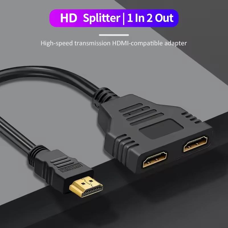 1 In 2 Out HDMI-compatible Splitter Cable 1080P 2 Dual Port Hdmi-Compatible Cable Y Splitter Adapter for Laptop Monitor TV Box