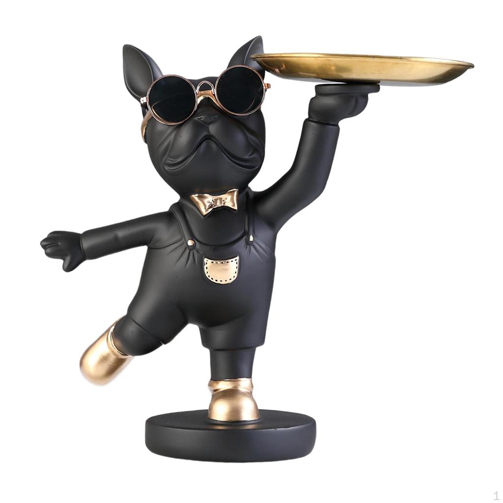 Desk Polyresin Dog Statue Tray Organizer for Living Room Home Decor Snack Holder Decorative Multi