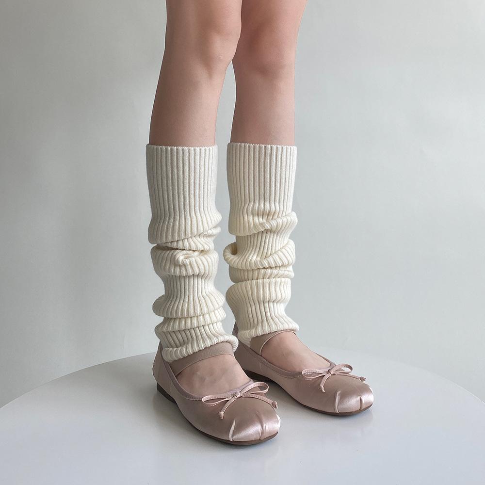Wool Knit Leg Warmers Winter Autumn Japanese JK Style Slouchy Socks for Girls Solid Color Calf Socks Thermal Layering Essential