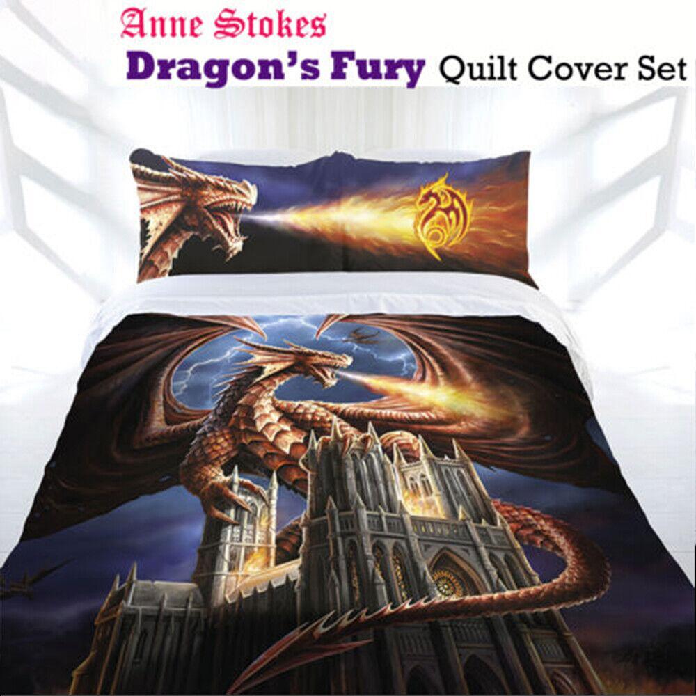 Gotická Fantasy Quilt Doona Anne Stokes Sada povlaků na přikrývku SINGLE DOUBLE QUEEN KING