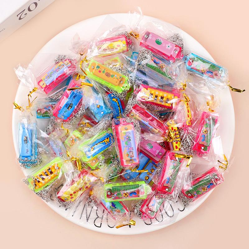10/20Pcs Cartoon Mini Harmonica with Necklace Musical Toys for Kids Birthday Party Favors Pinata Fillers Boy Girl Christmas Gift