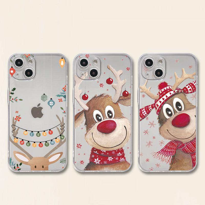 Cadouri de Crăciun de Anul Nou Husă Elk Snow pentru iPhone 14 11 12 Pro 13 Pro Max XR XS X 6s 7 8 Plus SE 2020 13 Mini Husă transparentă de lux