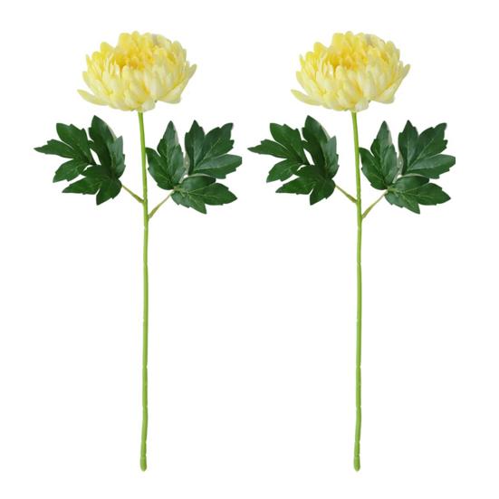 2 Pcs Artificial Chrysanthemum Stems Realistic Fake Chrysanthemum Faux Flower with Flexible