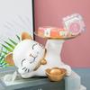 Resin Cat Statue Desk Keys Holder Tray Living Room Decor Sculpture Storage Key Holder Office Desk Decoration for Entryway Table