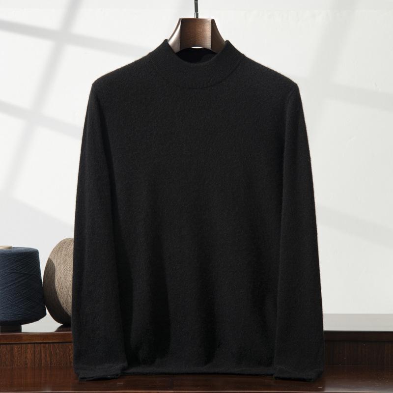 Cashmere shirt semi-turtleneck sweater solid color long-sleeved inner with wool knitting