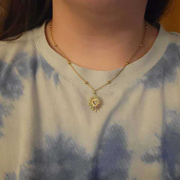 Gold Stainless Steel Sacred Heart Necklace - Custom Pendant Mother's Day Gift Jewelry Accessories