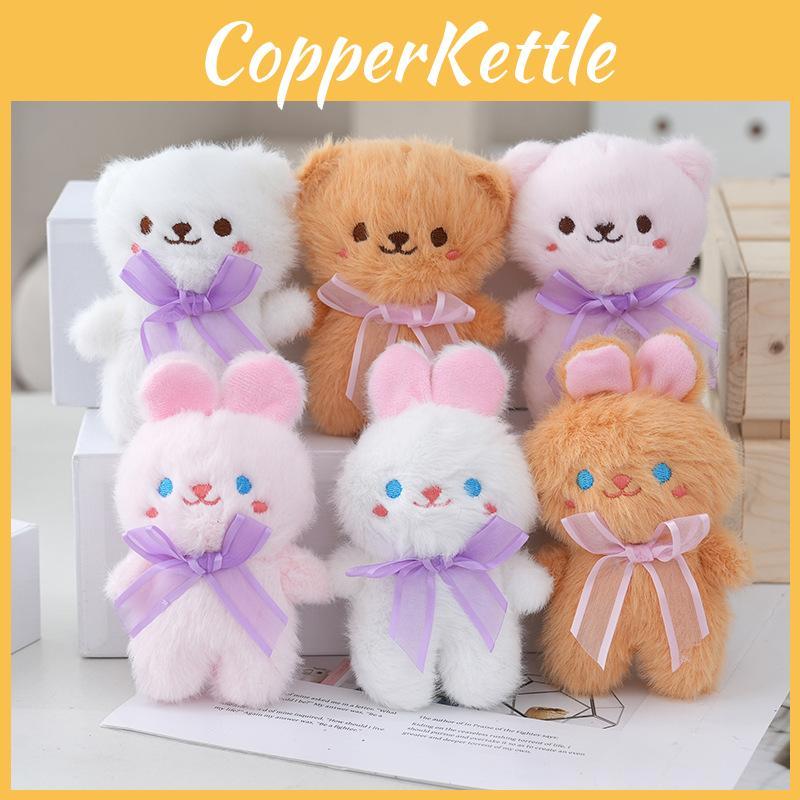 Cute Cartoon Plush Bear And Bunny Keychain Fluffy Doll Pendant For Bags And Keys